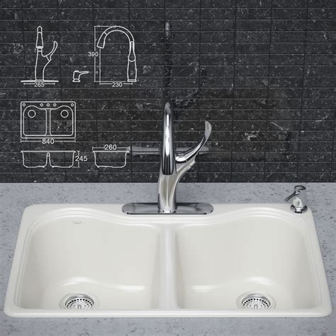 You use it to prepare breakfast, lunch, and dinner farmhouse kitchen sink: Kitchen faucet and sink KOHLER 3D | CGTrader