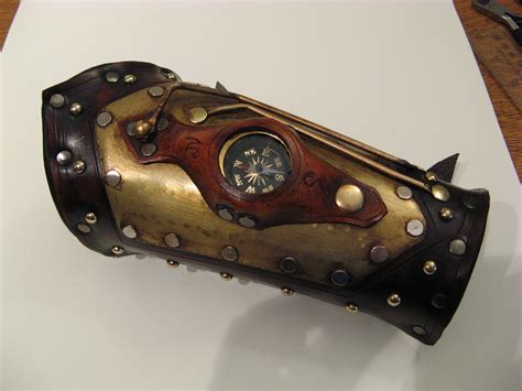 Steampunk Bracer With Compass Bracer Steampunk Leather Working