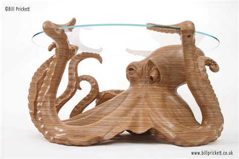 H studio only crafts this design in clear acrylic. Octopus Coffee Table by wildlife artist Bill Prickett.
