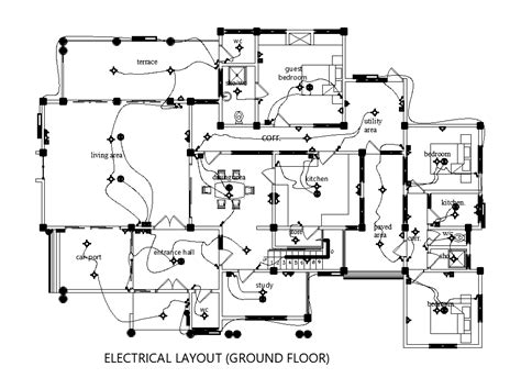 Electrical Layout Of X M House Plan Is Given In This Autocad Drawing