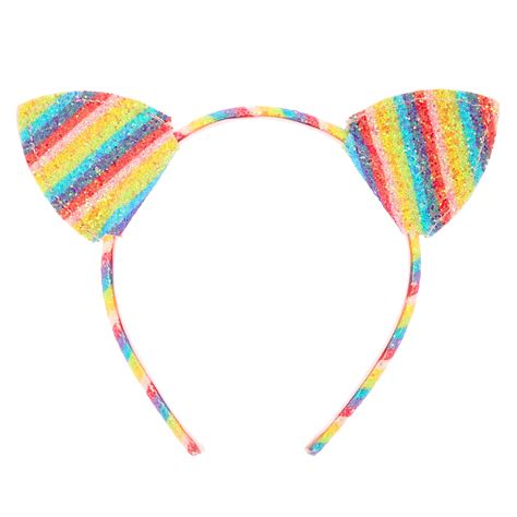 Claires Club Rainbow Glitter Cat Ears Headband Claires Us