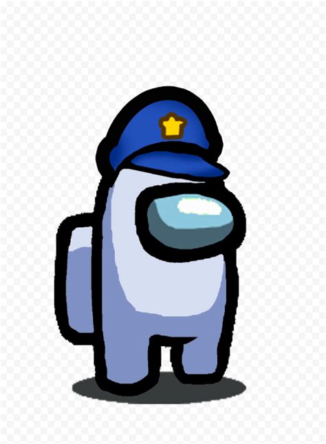 HD White Among Us Crewmate Character With Police Hat PNG Citypng