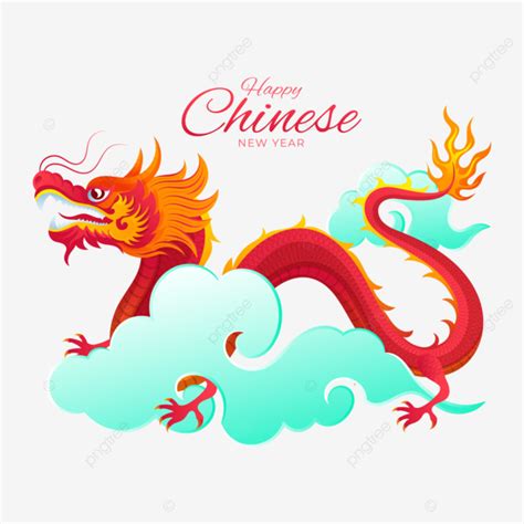Selamat Tahun Baru Cina 2024 Tanda Zodiak Naga Dengan Awan Vektor