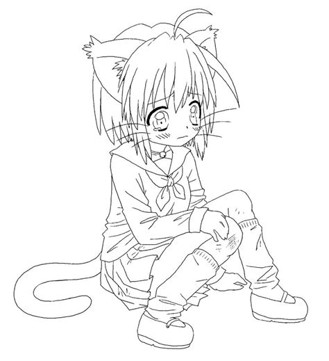 Cool coloring pages for girls 488websitedesign com. kitty girl line art by LuCkYrAiNdRoP on DeviantArt