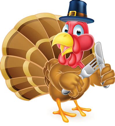 Cute cartoon turkey pilgrim with hat on orange gradient background thanksgiving poster. Pilgrim Hat Thanksgiving Cartoon Turkey Holding Knife And ...