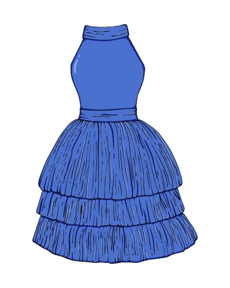 premium vector sleeveless puffy skirt dress festive women s clothing doodle line cartoon