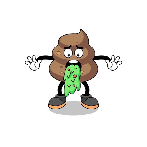 Premium Vector Poop Mascot Cartoon Vomiting
