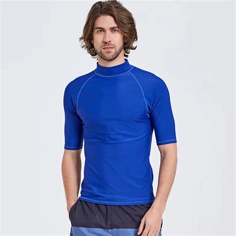 Sbart Mens Solid Rashguard Upf 50 Swim Shirt Blue Size M 4xl Basic