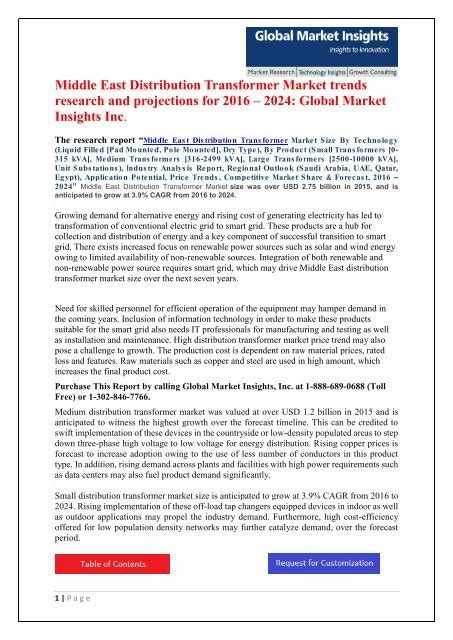 Pdf Middle East Distribution Transformer Market