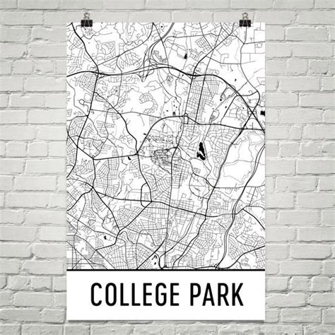 College Park Md Street Map Poster Wall Print By Modern Map Art