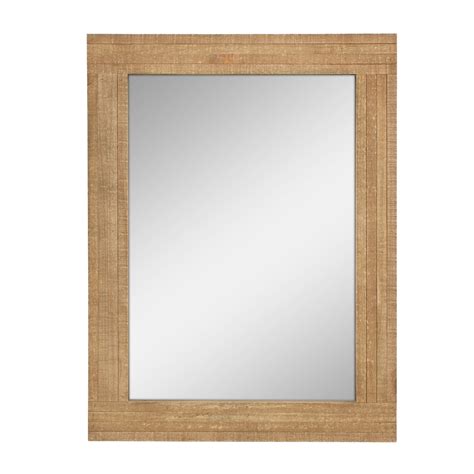 Stonebriar Rustic Rectangular Natural Wood Frame Hanging Wall Mirror