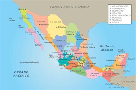 mapa de mexico con sus capitales - Brainly.lat