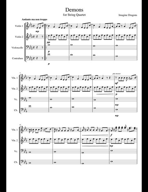 See new and popular imagine dragons songs, uploaded by musescore users, connect with a community of musicians who love to write and play music. Demons - Imagine Dragons sheet music for Violin, Cello, Contrabass download free in PDF or MIDI
