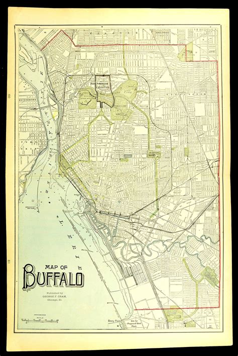 Original Buffalo Street Map Large Wall Art Decor Antique Etsy