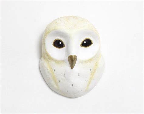 White Owl Wall Decor With The Gold Beak Faux Taxidermy Owl Mask Animal