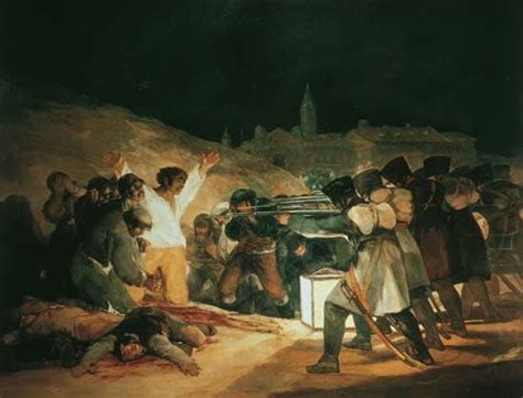 En 1899 sus restos mortales fueron sepultados definitivamente en la ermita de san antonio de la florida, en madrid, cien años después de que goya pintara los frescos de dicha iglesia (1798). Francisco de Goya, El tres de mayo de 1808 - Média LAROUSSE