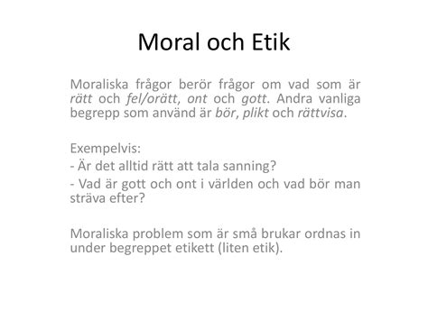 Moral Och Etik