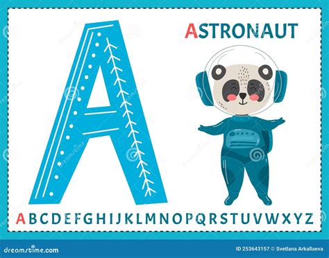 English Alphabet With Cartoon Cute Children Illustrations Kids