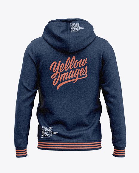 Download Free Full-Zip Heather Hooded Sweatshirt - Back View (PSD ...