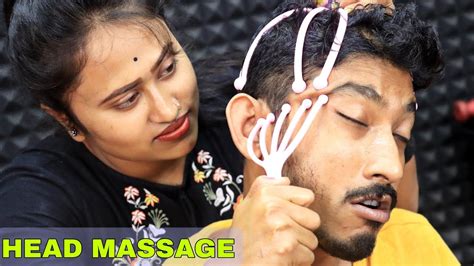 Headache Relief Head Massage With Rolling Comb Head Massage And Loud Neck Cracking By Female