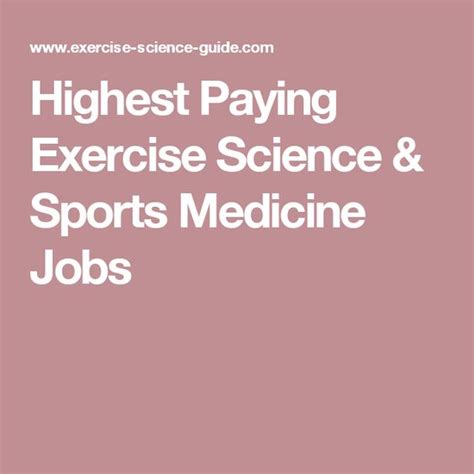 Median annual salary for sports medicine careers. Highest Paying Exercise Science & Sports Medicine Jobs ...