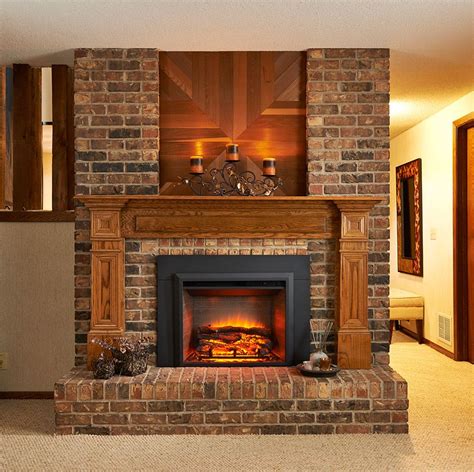 greatco 29 in electric fireplace insert and 36 in flush mount conversion kit cheminée en briques