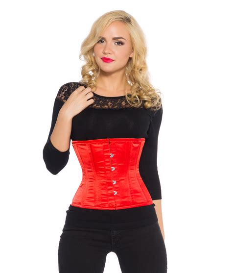 emma red satin corset red underbust corset glamorous corset