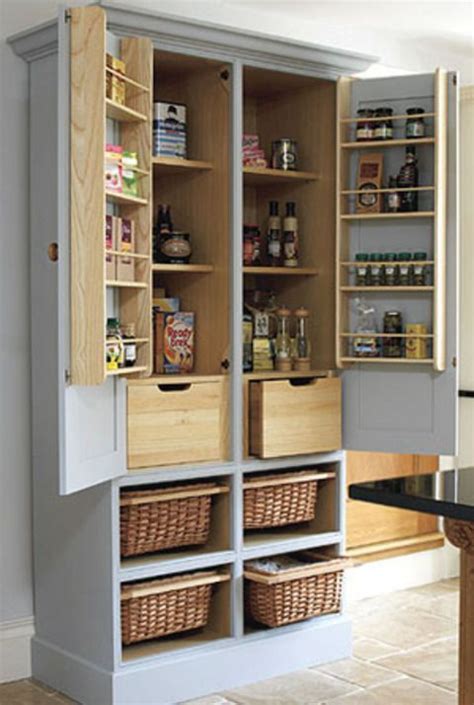 Pantry cabinets are usually quite large and tall. Large_free-standing-kitchen-cabinet Portable pantry area ...