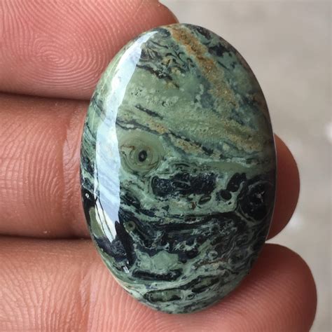 Green Jasper Cabochon Gemstone Smooth Stone Polish Oval Shape Etsy