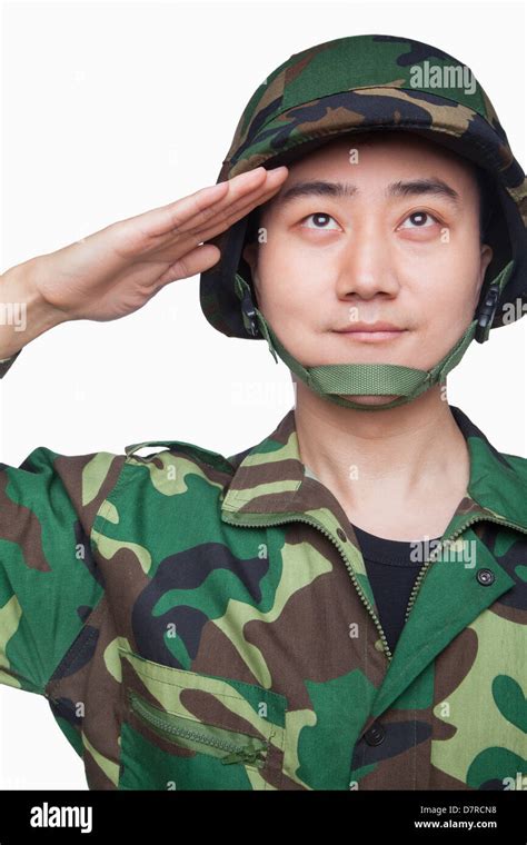 Man In Military Uniform Saluting Stock Photo Alamy