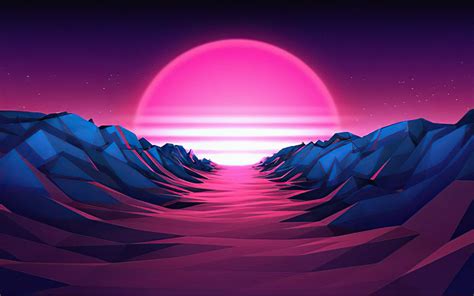 1920x1200 Purple Sunrise 4k Vaporwave 1200p Wallpaper Hd Artist 4k