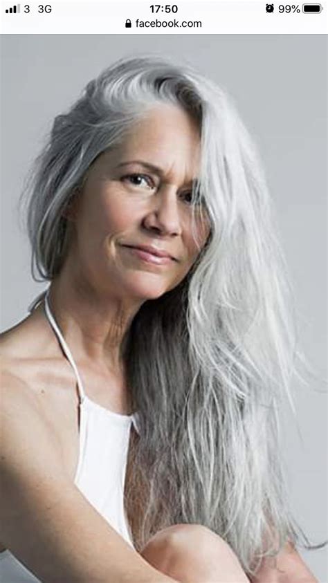 Makeup For Older Women Older Beauty Grey Hair Looks Mature Style Touch Of Gray Long Gray