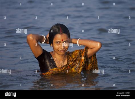 Khulna Bangladesh Th Nov A Hindu Women Taking Bath In Bay Of Bengal During Rash Mela
