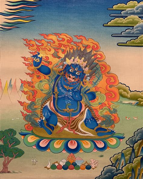 Vajrapani Thangka Painting Wrathful Tibetan Buddhist Etsy Thangka Painting Thangka