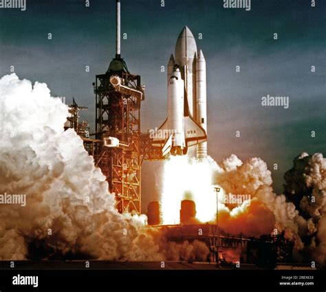 The Space Shuttle Orbiter Columbia Lifts Off The Launch Pad During The