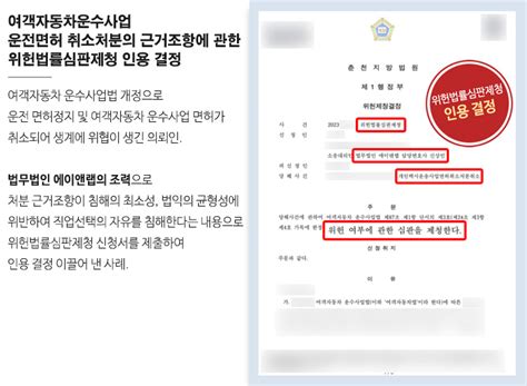 여객자동차운수사업 운전면허 취소처분의 근거조항에 관한 위헌법률심판제청 인용 결정 법무법인 에이앤랩