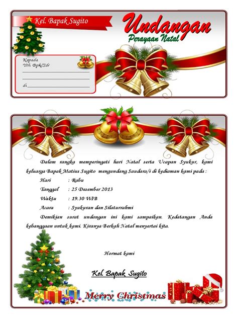 Di akhir artikel ini tersedia link download untuk beberapa macam undangan. Undangan Perayaan Natal Warna F4 Word2007