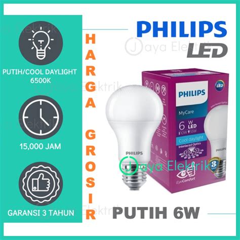 Harga lampu led bulb philips essential 3w 5w 7w 9w 11w 13w. Lampu Philips LED 6 Watt Putih / Cool Daylight 6500K (6W 6 ...