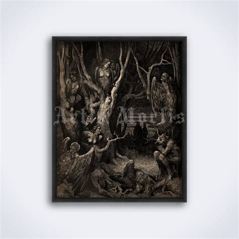 Printable Harpies Wood Illustration For Devine Comedy By Gustave Dore