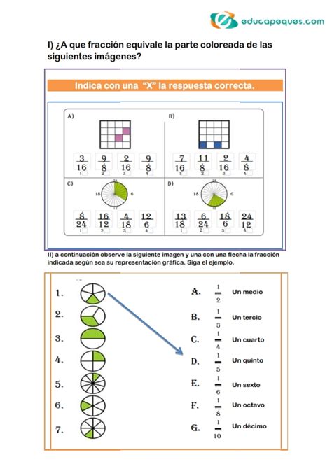 Ejercicos De Fracciones Para Repasar En Primaria