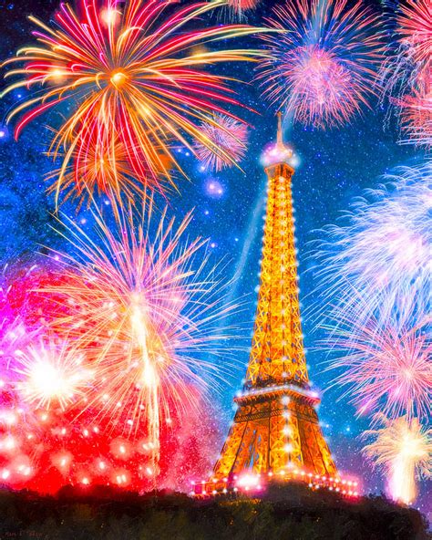 Lesprit De Paris Eiffel Tower Fireworks Photograph By Mark E Tisdale