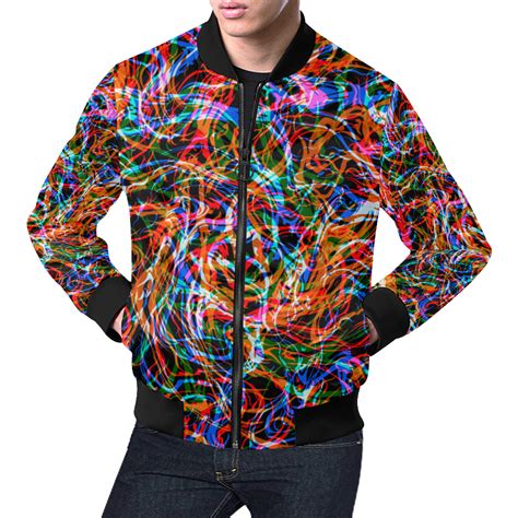 Colorful Abstract Pattern All Over Print Bomber Jacket For Men Model