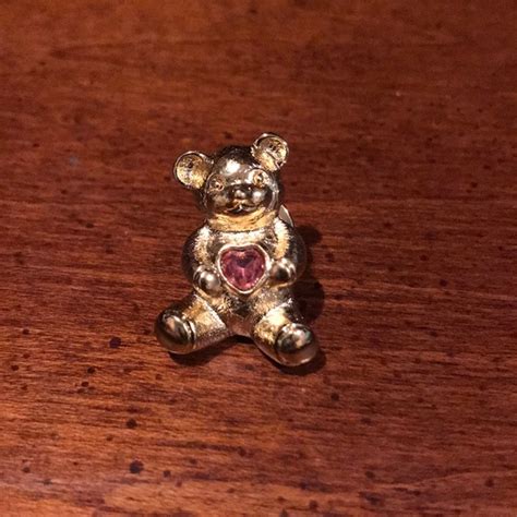 Avon Jewelry Avon Goldtone Teddy Bear Pin With Pink Stone Poshmark