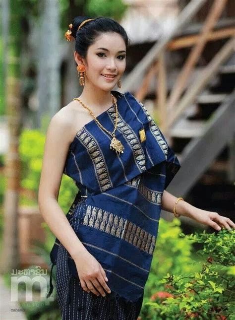 Asian Outfit For Women Beautiful Traditional Laos Silk Dress Vintage