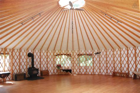 30 Ft Yurt Wood Flooring And Wood Stove Luxury Yurt Yurt Living