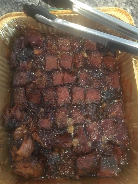 First Time Making Brisket Burnt Ends 6lb Flat Smoked Until 185 Degrees