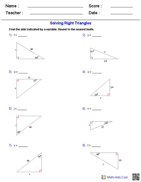 Intro To Trigonometry Worksheet Answers