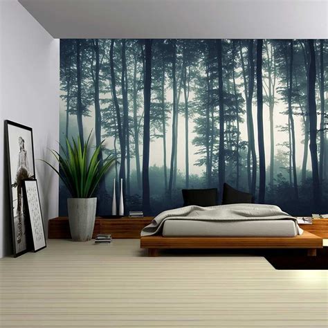 Landscape Mural Of A Misty Forest Wall Mural Removable Sticker
