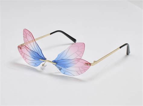 dragonfly fairy wing sunglasses butterfly frameless two piece etsy