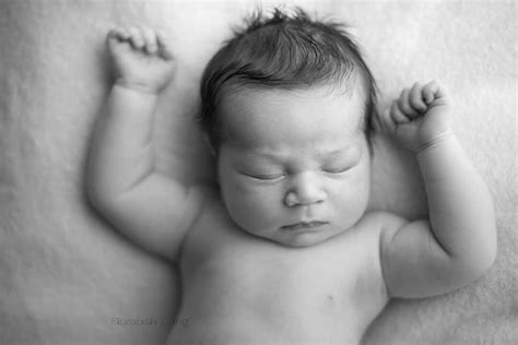 Elizabeth Lang Photography Newborn Baby Boy Black And White Un Posed